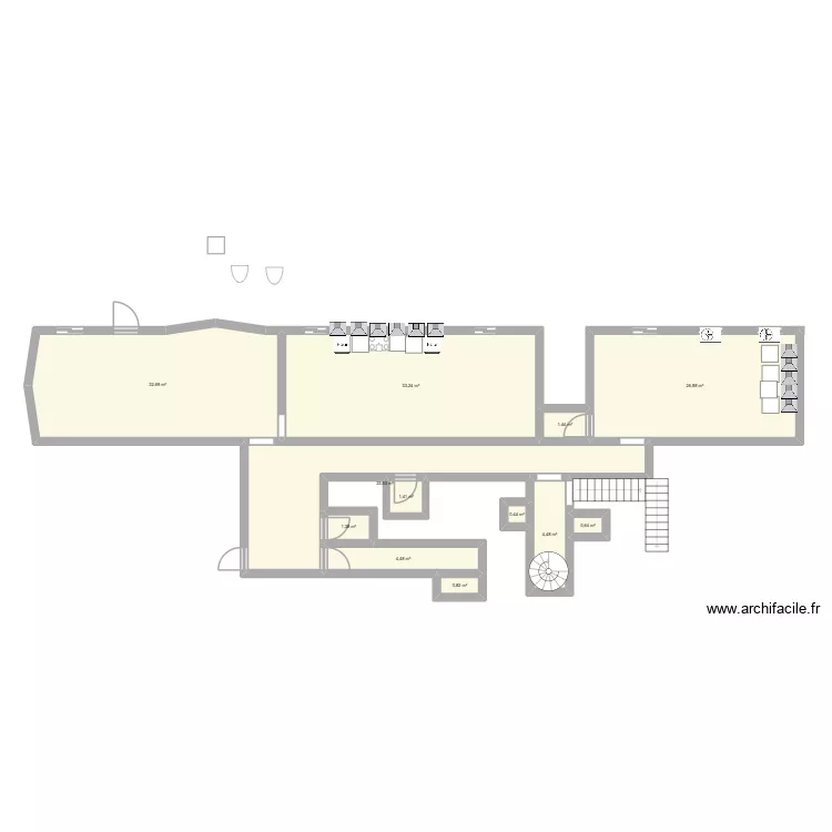 cuisine les jumelles. Plan de 12  et 131 m²