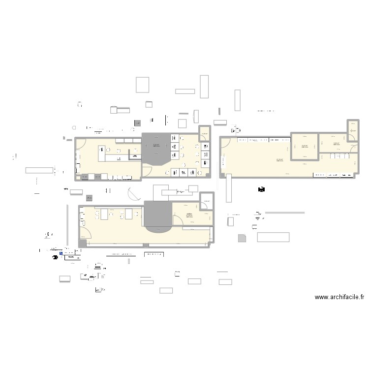 plan centre v. Plan de 14 pièces et 151 m2