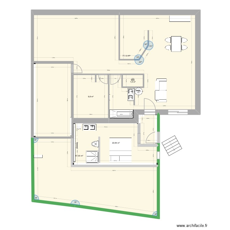 AMENAGEMENT MAISON extension1. Plan de 5 pièces et 168 m2
