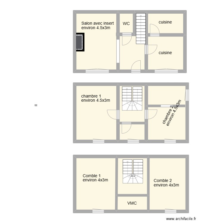 vvv. Plan de 13 pièces et 119 m2