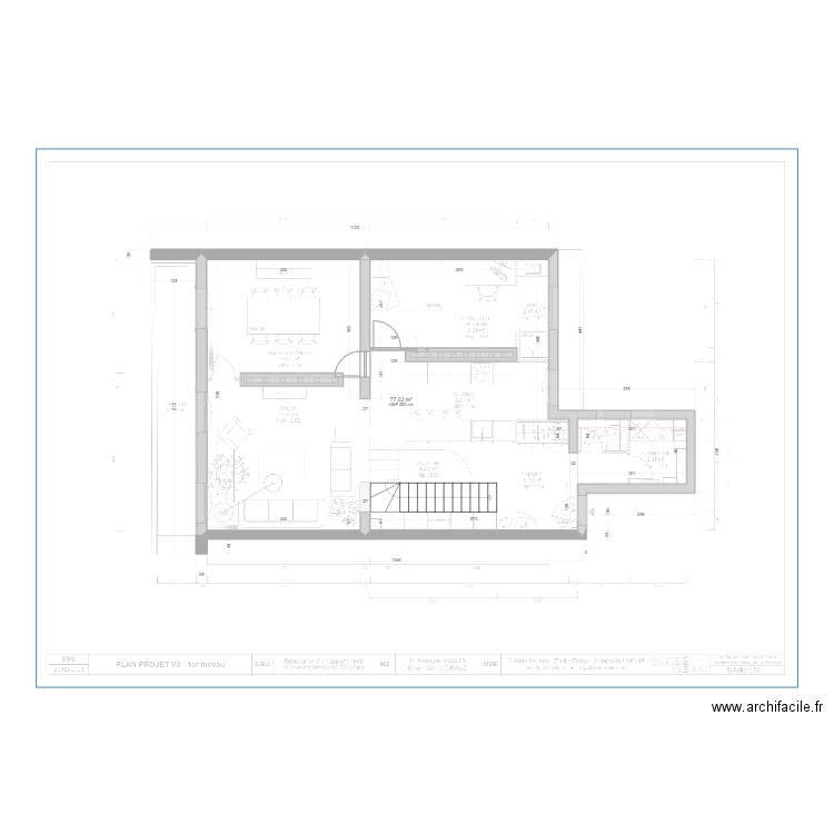 ESQ_V3B. Plan de 1 pièce et 77 m2