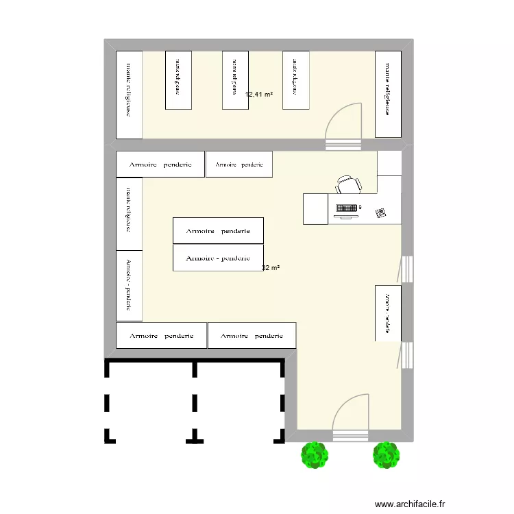 ma boutique. Plan de 2  et 44 m²