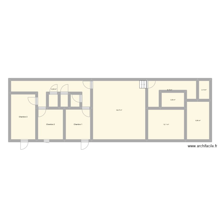 GR2299. Plan de 13 pièces et 116 m2