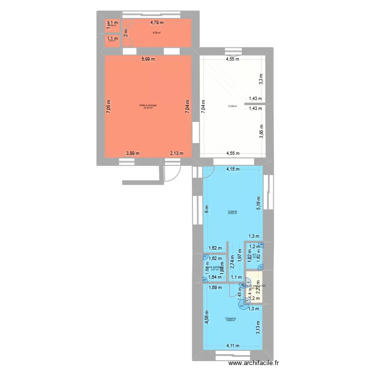SIMON 03 zone. Plan de 10 pièces et 136 m²
