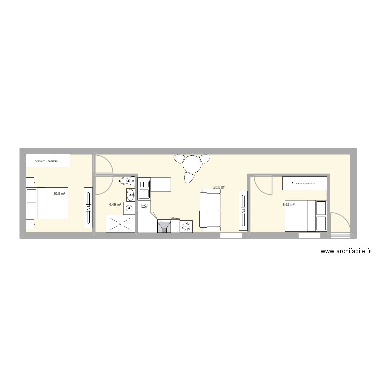 Apartamiento. Plan de 4 pièces et 49 m2