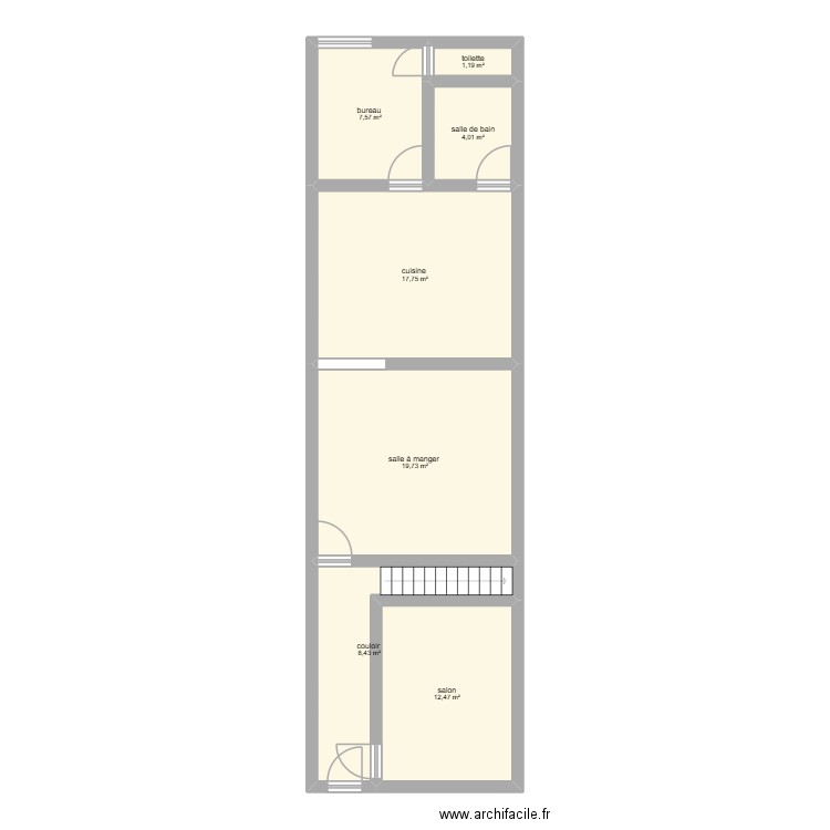 St Hubert. Plan de 7 pièces et 71 m2