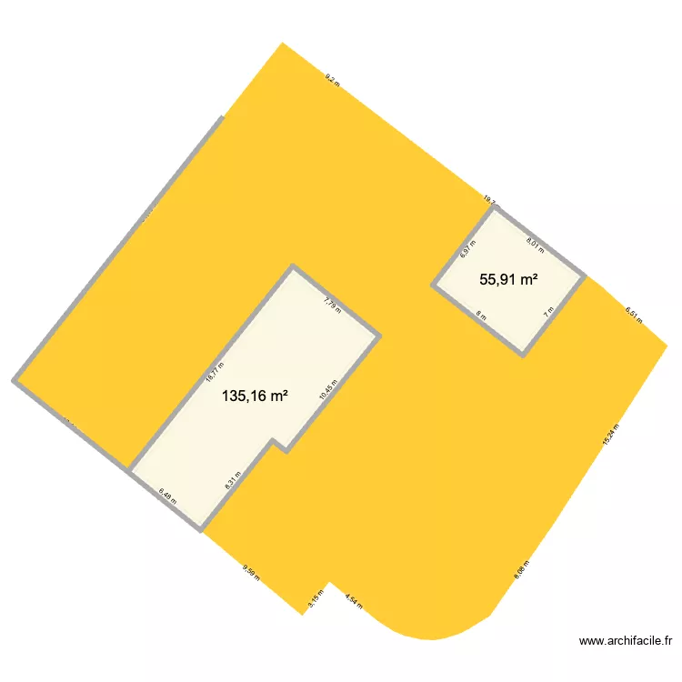 plan. Plan de 2 pièces et 191 m²