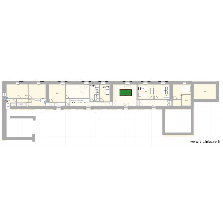 26_01_06 Plan RdC,1er étage et 5 fenêtres Est. Plan de 27 pièces et 620 m2