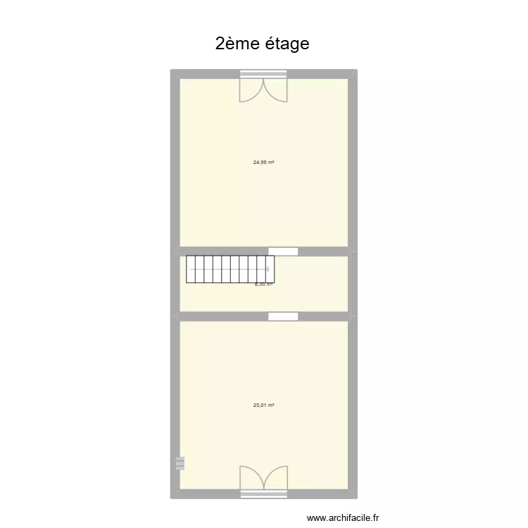 blye 2eme etage. Plan de 3  et 58 m²