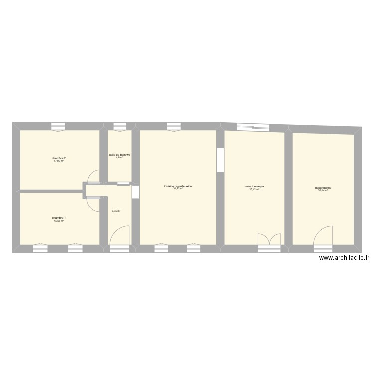 Plan rez-de-chaussée. Plan de 7 pièces et 132 m2