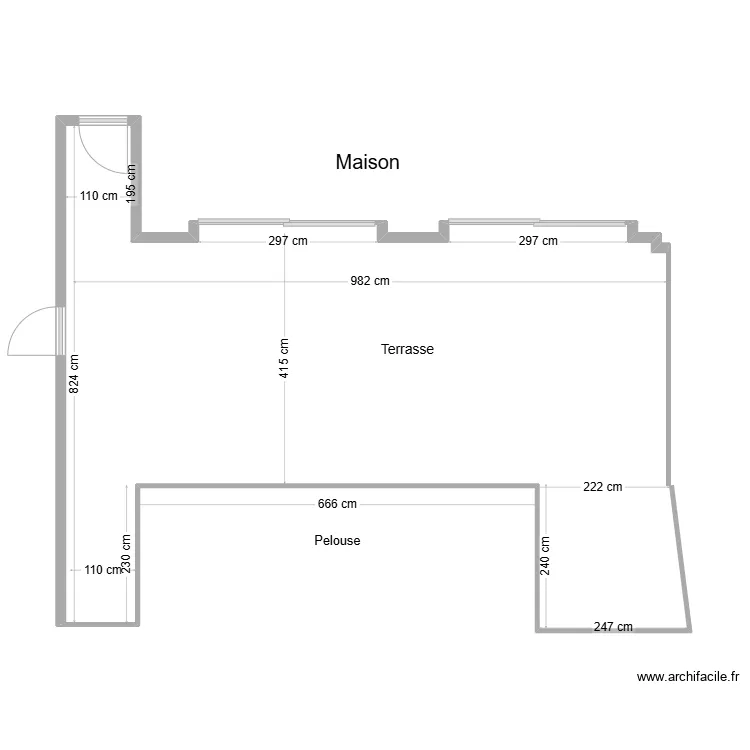 terrasse ext&eacute;rieure. Plan de 