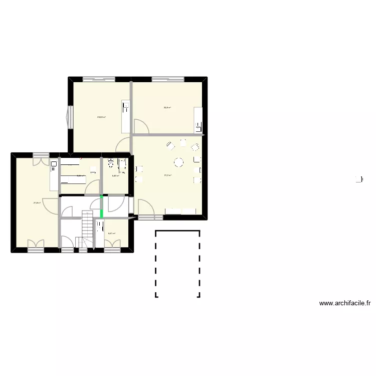 Bureaux2. Plan de 7  et 116 m²