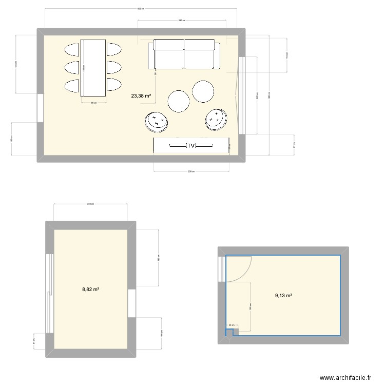 salle de bain rdv Cogolin. Plan de 5 pièces et 19 m2