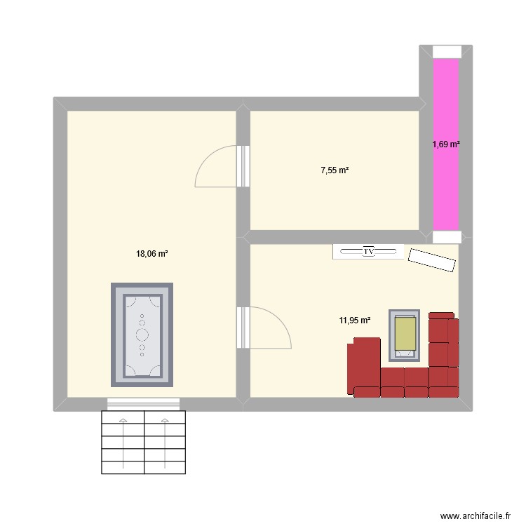 coraline. Plan de 4 pièces et 39 m2