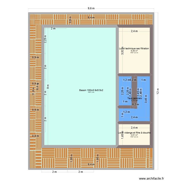 bassin ike koi 100m3. Plan de 0 pièce et 0 m2