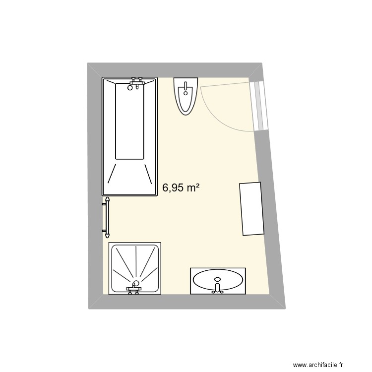 plan sdb. Plan de 1 pièce et 7 m2