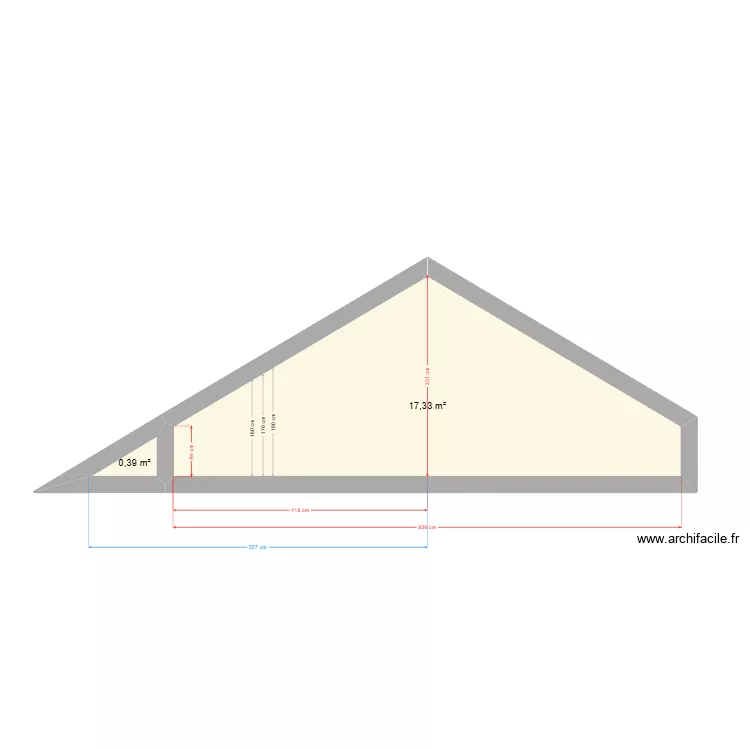 Projet 3 - Etage vue cote - Maison 60 Saint Louis. Plan de 
