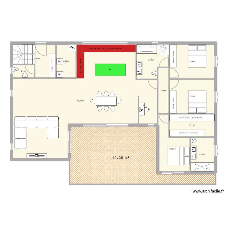maison montaut 2. Plan de 12 pièces et 196 m²