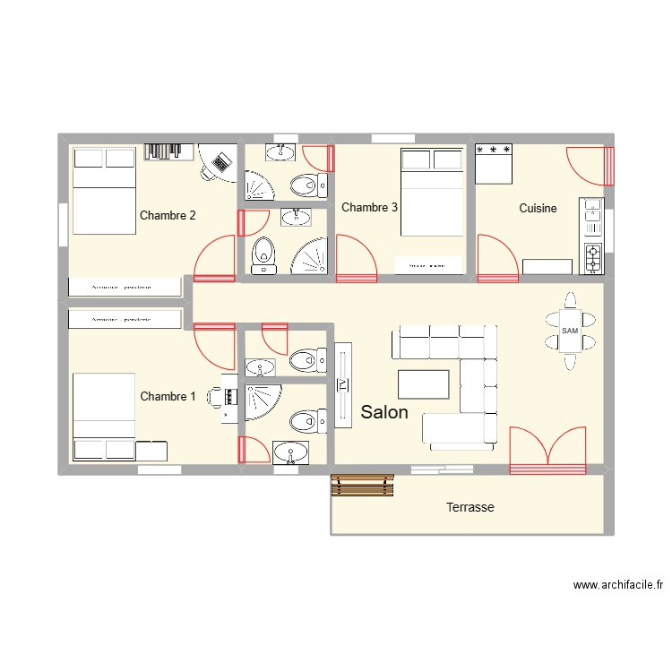 4 Pièces . Plan de 0 pièce et 0 m2