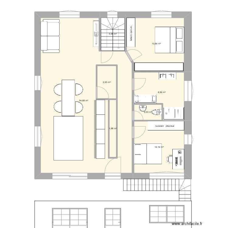 Plan vierge. Plan de 8 pièces et 106 m2