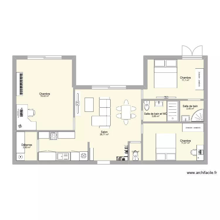maison warren u. Plan de 8  et 78 m²