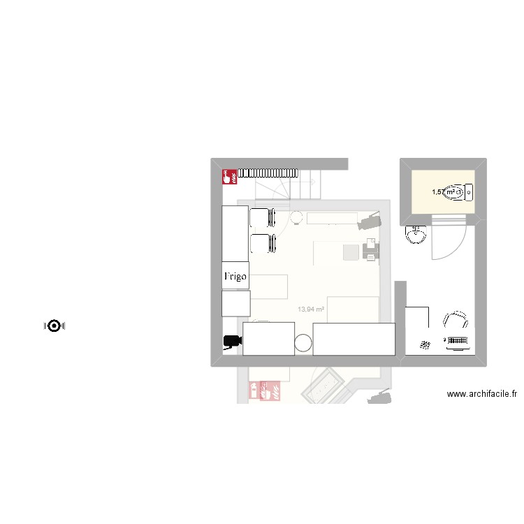 magasin info. Plan de 2 pièces et 16 m2