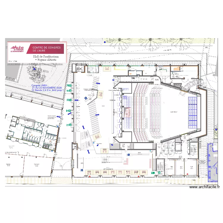 Hall Auditorium banque d'accueil Congr&eacute;s UMIH -  21 AU 23 NOVEMBRE 2028 prop1. Plan de 