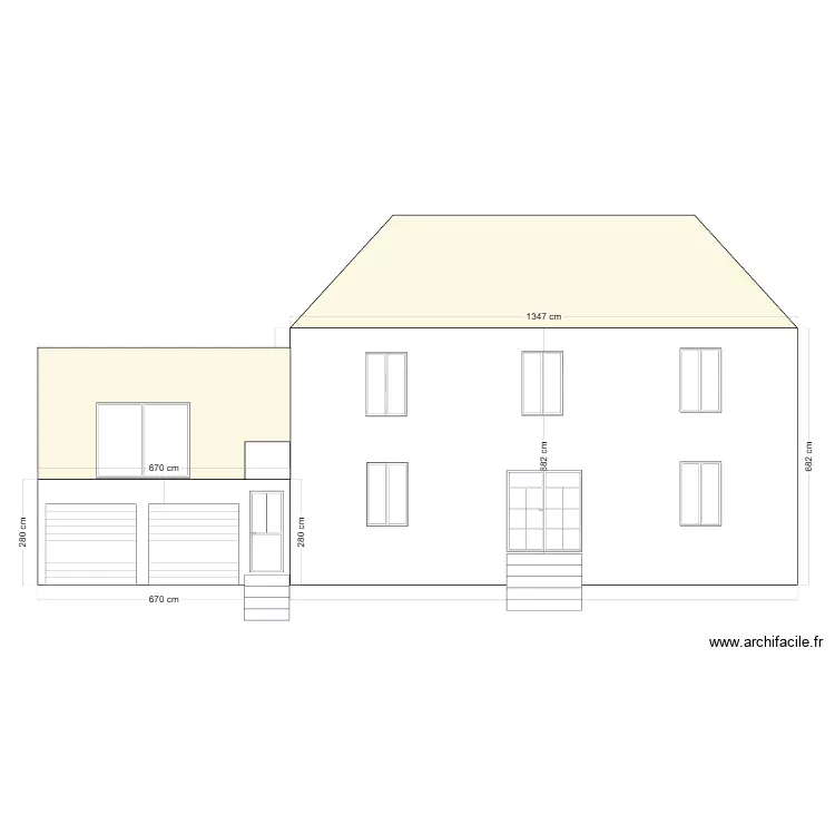 Maison Fa&ccedil;ade SUD. Plan de 