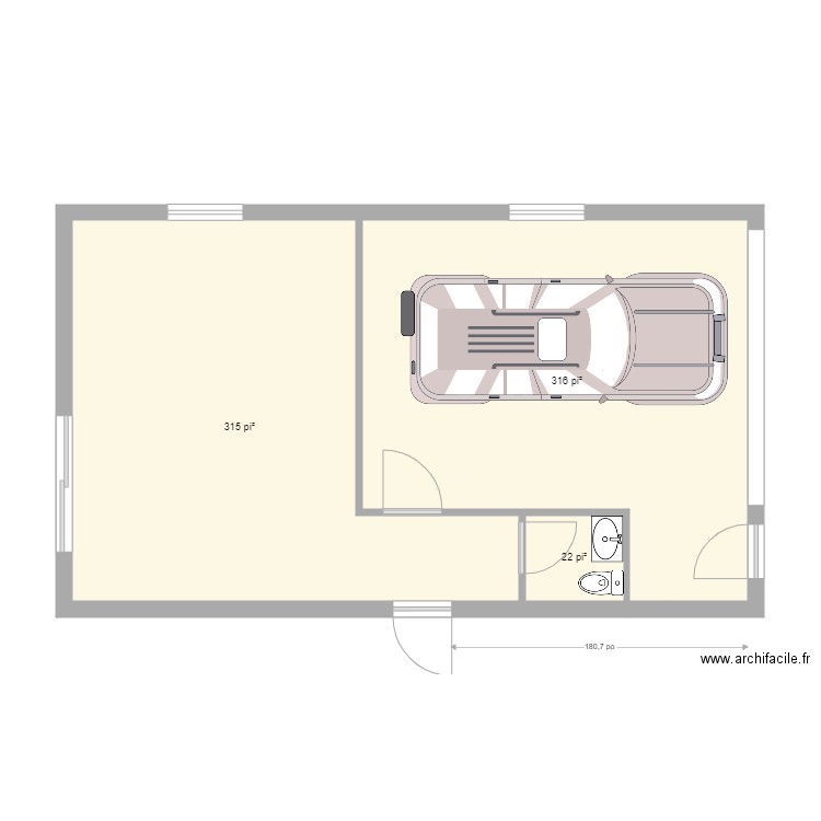 Plan Garage 10. Plan de 3 pièces et 61 m2