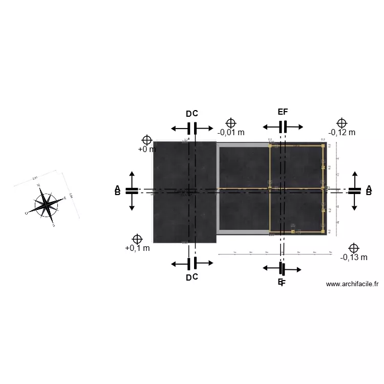 Projet cr&egrave;che terrasse seule rue soleil levant. Plan de 1 Pièce et 14 m²