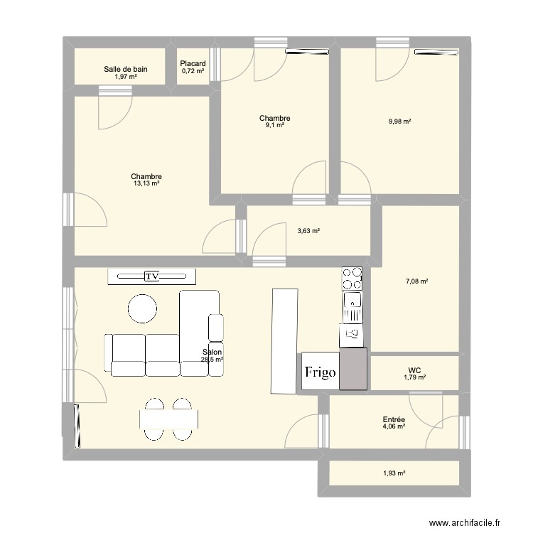 PLAN EPINAY 2. Plan de 11 pièces et 82 m2