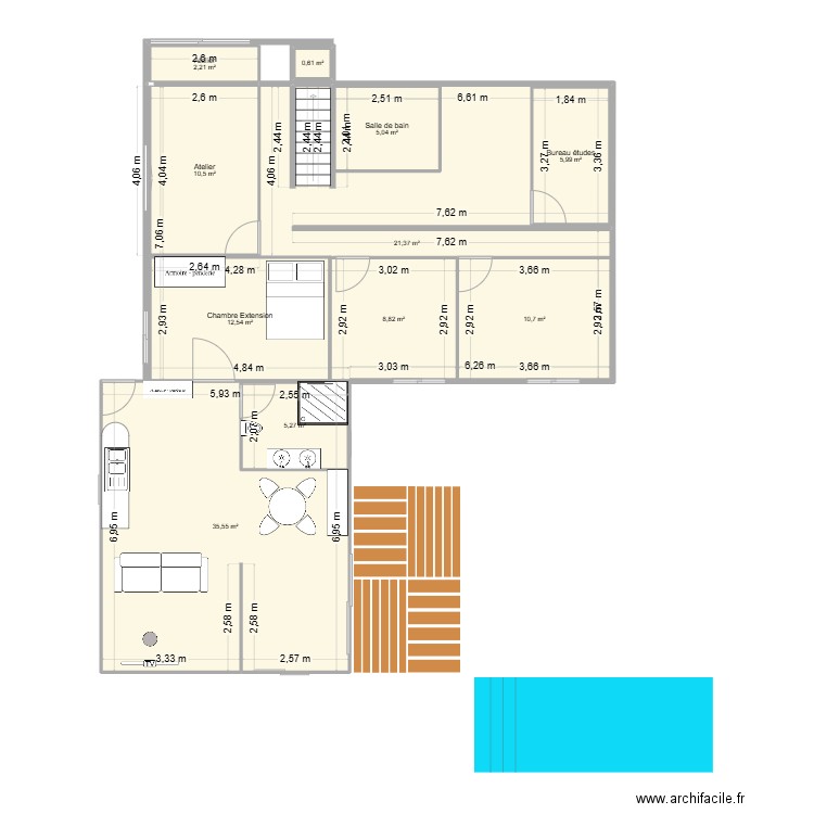 Rez de chaussé Tignieu. Plan de 11 pièces et 169 m2