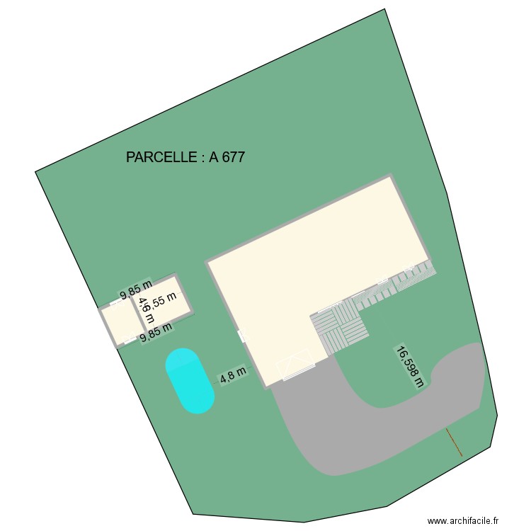 parcelle A 677 2. Plan de 4 pièces et 629 m2