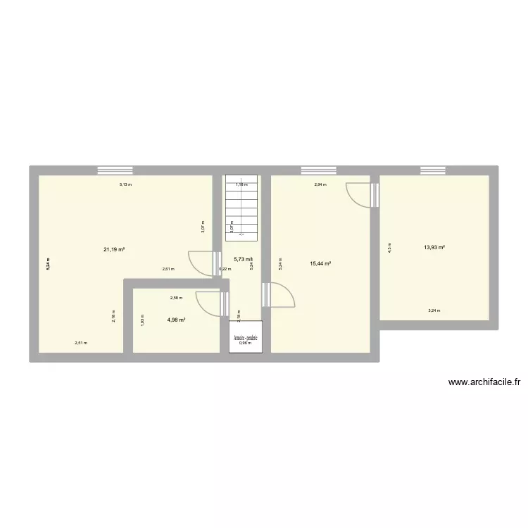 fouesnant étage. Plan de 5 Pièces et 61 m² fouesnant étage. Plan de 5 Pièces et 61 m²