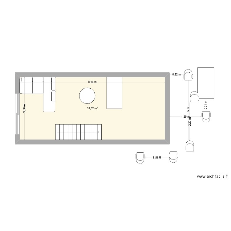 Viatge. Plan de 1 pièce et 31 m2