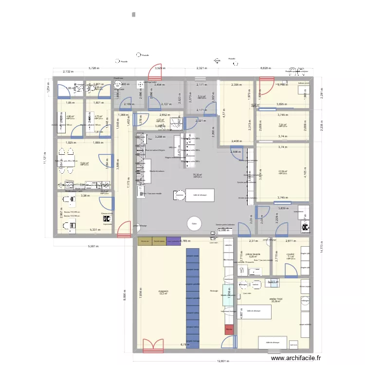 boucherie3. Plan de 15  et 267 m²