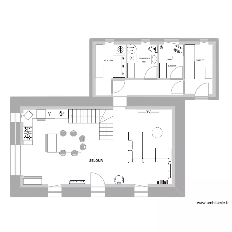 Maison BRU RDC Em&eacute;nagement. Plan de 