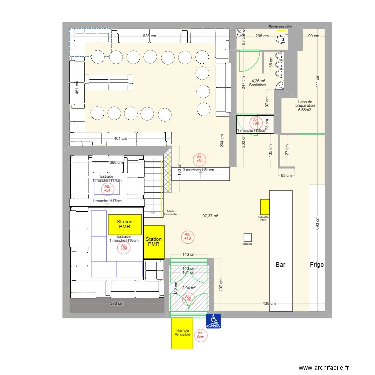 Kaza PMR. Plan de 3 pièces et 105 m2