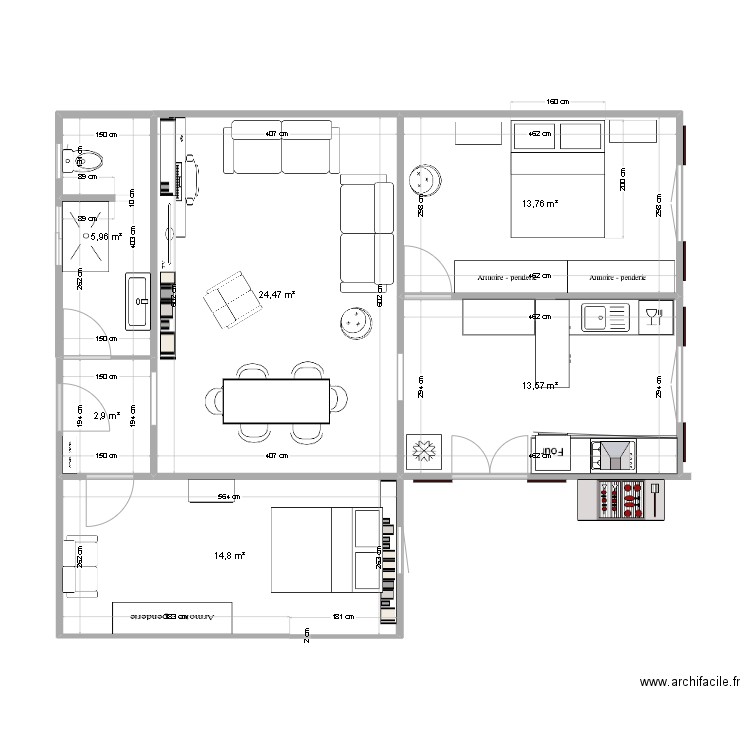CABANON 7. Plan de 6 pièces et 75 m2