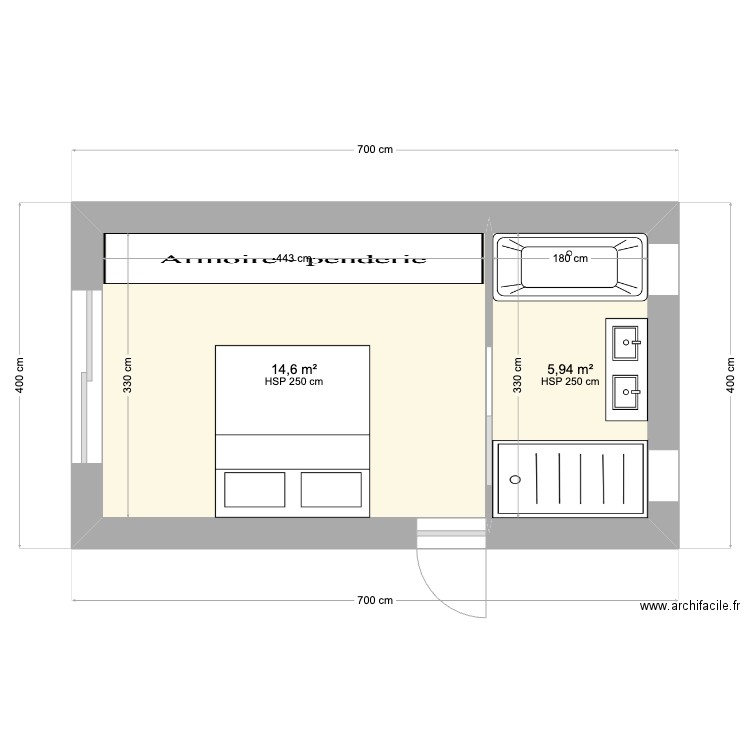 PLAN EXTENSION PLOUBALAY. Plan de 2 pièces et 21 m2