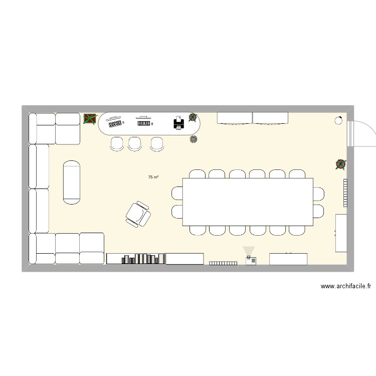 Local forum. Plan de 1 pièce et 75 m2