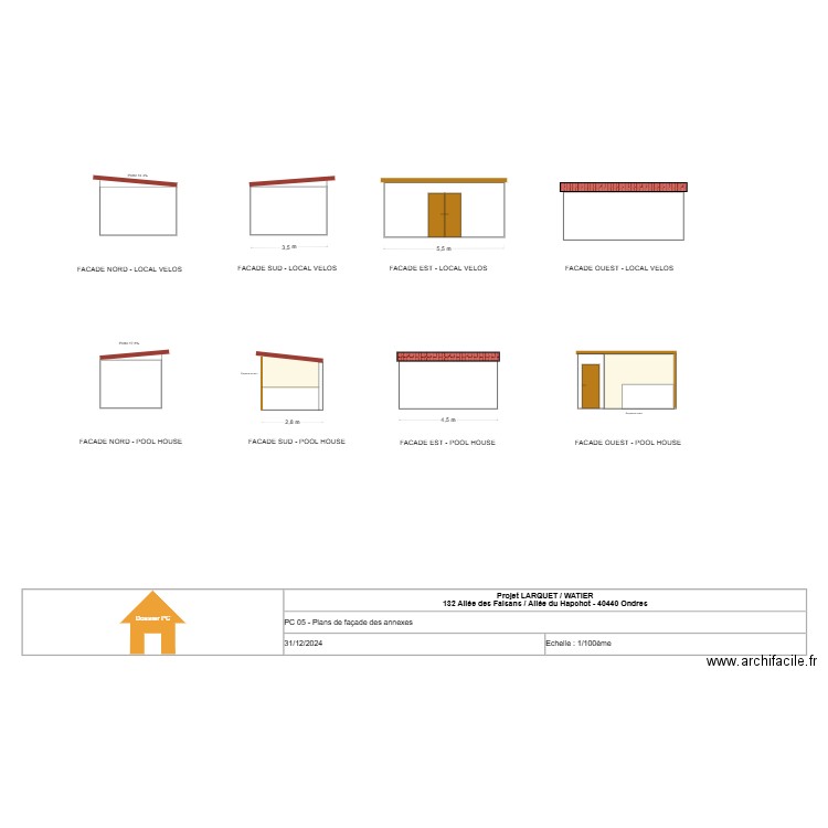 LARQUET/WATIER - PCMI05 - Facades Annexes. Plan de 0 pièce et 0 m2