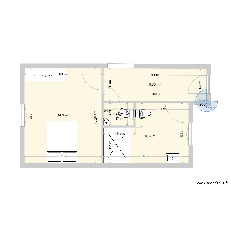 risorangis projete2. Plan de 4 pièces et 32 m2