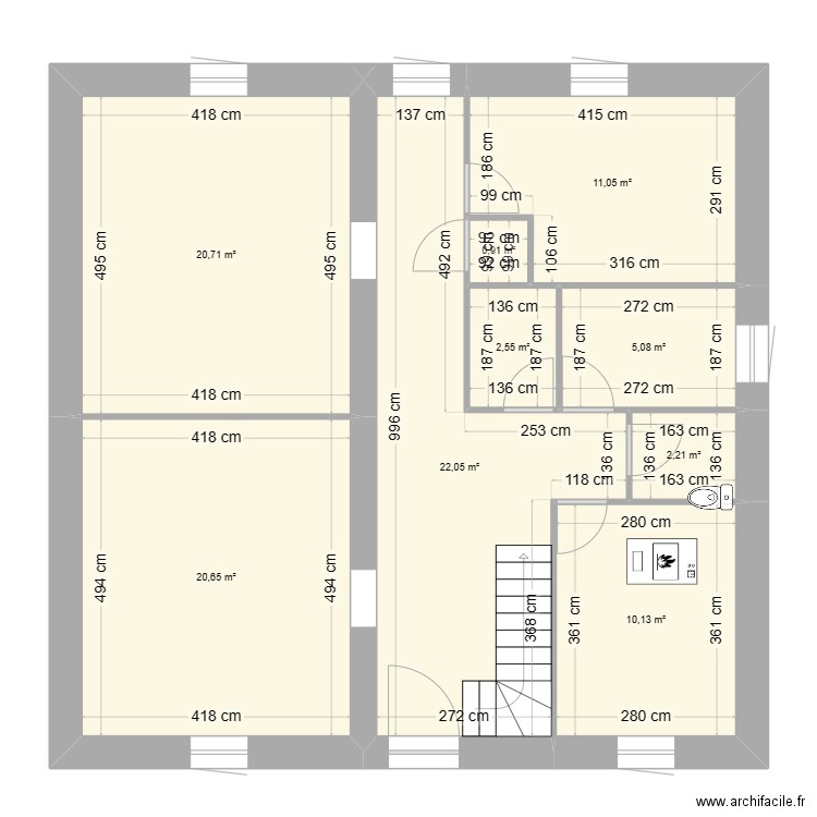 PLAN 1 ETAGE. Plan de 9 pièces et 95 m2