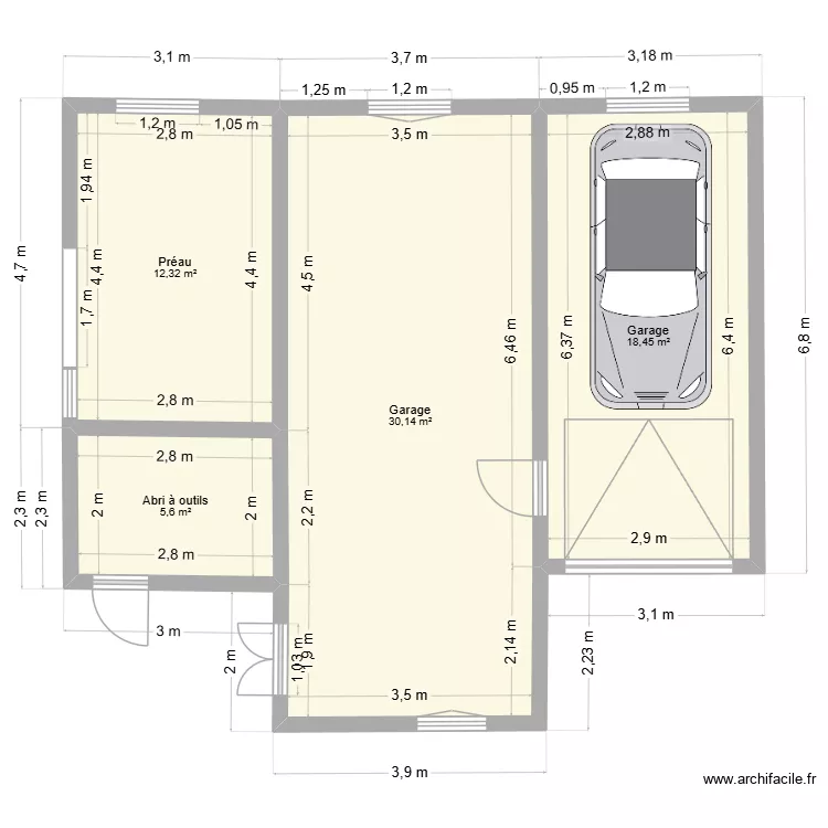 3Base. Plan de 4  et 67 m²