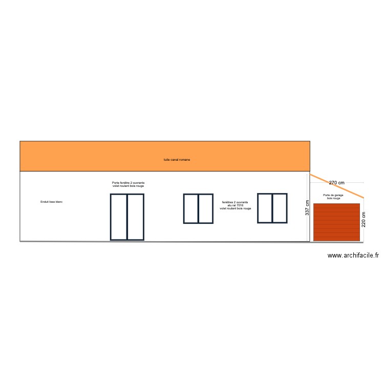 face est ouest. Plan de 0 pièce et 0 m2