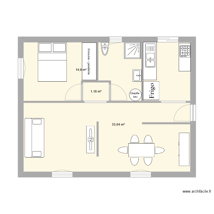 ghiso -. Plan de 3 pièces et 49 m2