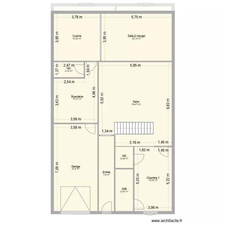 hutin. Plan de 22  et 306 m²