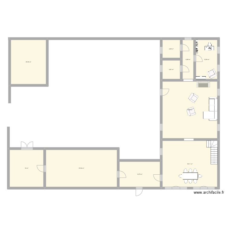 Rosso-Morrow. Plan de 10 pièces et 201 m2