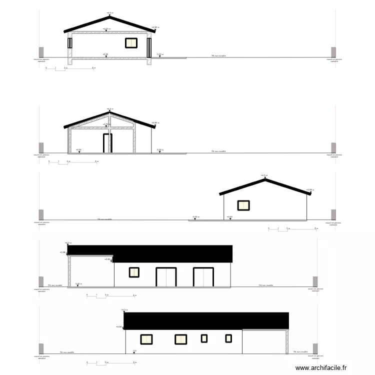 Arbas_AB118_plan de coupe. Plan de 9 et 9 m² Arbas_AB118_plan de coupe. Plan de 9 et 9 m²